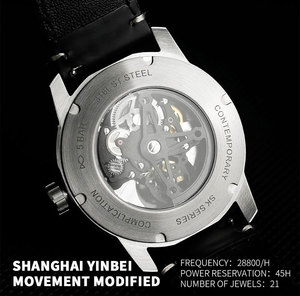 High-end Mechanical Private Brand <b>Watch</b> <b>Automatic</b> Balance Wheel Off Center Black Dial Crystal Bezel 43mm wristwatch for men - Product Image 4