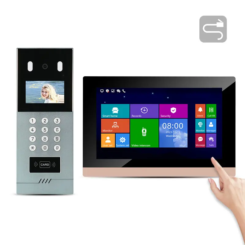 Cost-Effective 10.1 Inch Gold Smart Panel Video Door Phone 2MP 1080P Ring Video Intercom with TCP Network