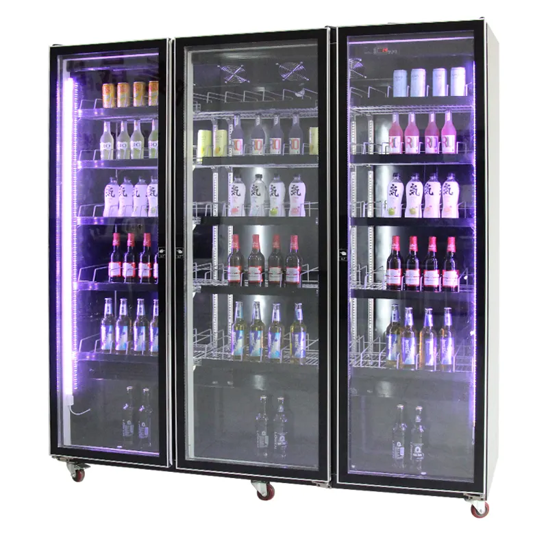 Supermarkt Drei Glastür Display Kühlschrank Getränke kühler Bier Gefrier schrank