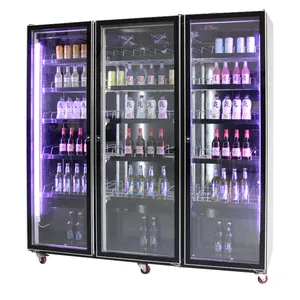 Süpermarket üç cam kapi ekran buzdolabı içecek soğutucu bira dondurucu