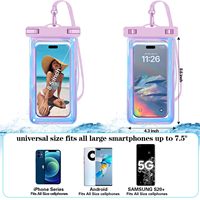 Sac étanche universel IPX8, grande pochette étanche pour téléphone avec cordon pour iPhone 16 15 Pro Max