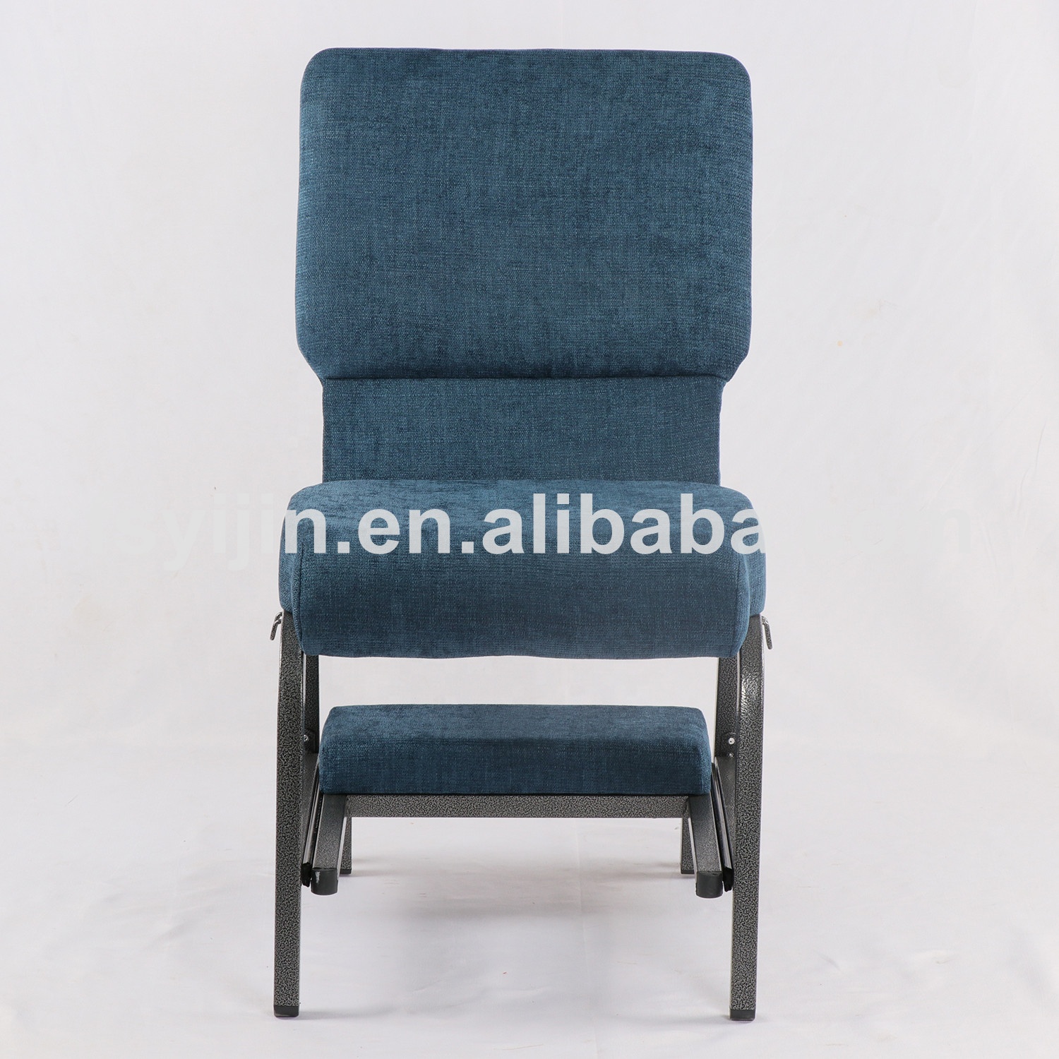 Navy blue high quality interlocking padded church chair with keneeler