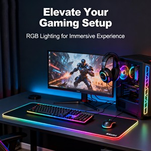 Flashstrike <span class=keywords><strong>RGB</strong></span> đầy màu sắc ánh sáng-up chuột Pad 7 màu sắc rắn 3 chế độ ánh sáng không thấm nước tự nhiên cao su chống trượt chơi game 800x300mm - Product Image 3