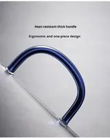 Tasse en verre borosilicate haute résistance à paroi simple, design moderne, poignée colorée, corps droit, sans couvercle, pour jus et boissons froides domestiques