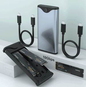 Boîtier de disque SSD M.2 double baie 10 Gbit/s haute vitesse avec double protocole NGFF/SATA et double Type-C - Product Image 2