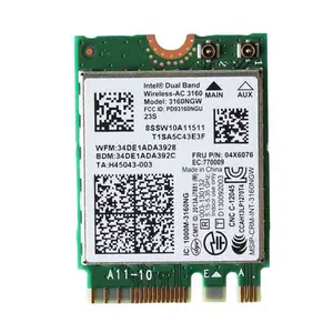 Dual Band Wireless Ac 3160 Wifi Adapter 04X6076 04X6034 Voor G50-70 Z40-70 Ngff Intel 3160NGW 802.11ac Wifi + Bt 4.0 netwerkkaart