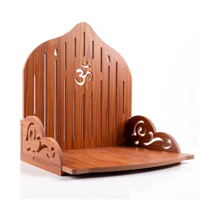 Hot Sale Wooden Wall Hanging Office Storage And God Stand Temple For Home Mandir With Door
