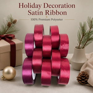 Nastro in Raso Lucido Multicolore 100% Poliestere, Rotolo di Nastro Decorativo per Natale, Feste, Confezioni Regalo, Fai da Te e Artigianato - Product Image 1