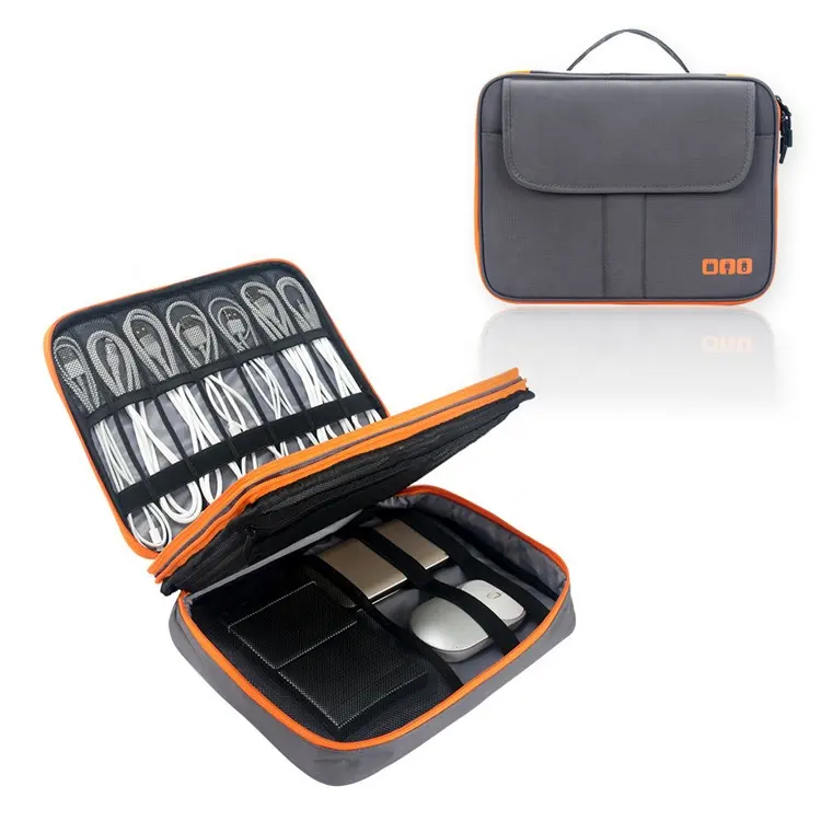 Portable Waterproof Double Layers Cable Organizer All-in-One Electronics Accessories Cases Travel Organizer Storage Bag