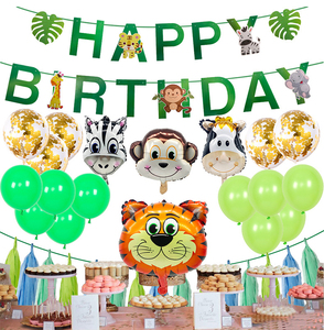 Conjunto de globos con temática de animales del bosque, suministros de decoración para fiesta de cumpleaños y aniversario para niños, gran oferta - Product Image 1