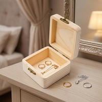 Boîte cadeau en bois non finie avec couvercle à charnière, décorations artisanales pour la maison, style amour, gravure florale, modèle d'emballage pour bijoux
