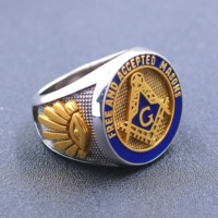 Anelli massonici da uomo in argento sterling 925 con massone massonico in oro placcato su misura