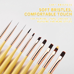 Ensemble de 10 pinceaux à ongles personnalisés, manche en bois, poils en nylon doux, pour la peinture au gel, outils de manucure - Product Image 3
