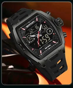 SANDA 6235 Orologio Elettronico <span class=keywords><strong>da</strong></span> <span class=keywords><strong>Uomo</strong></span> <span class=keywords><strong>di</strong></span> Alta Gamma, Display LED Doppio, Bracciale con Sveglia e Data, Resistente all'Acqua 5 ATM, Orologio Sportivo - Product Image 6