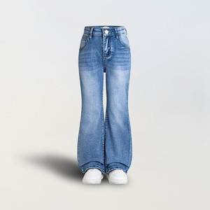 Taille haute évasé <span class=keywords><strong>jean</strong></span> fille Slim Fit Denim pantalon décontracté jambe droite pantalon été saison adolescentes Fasion - Product Image 1