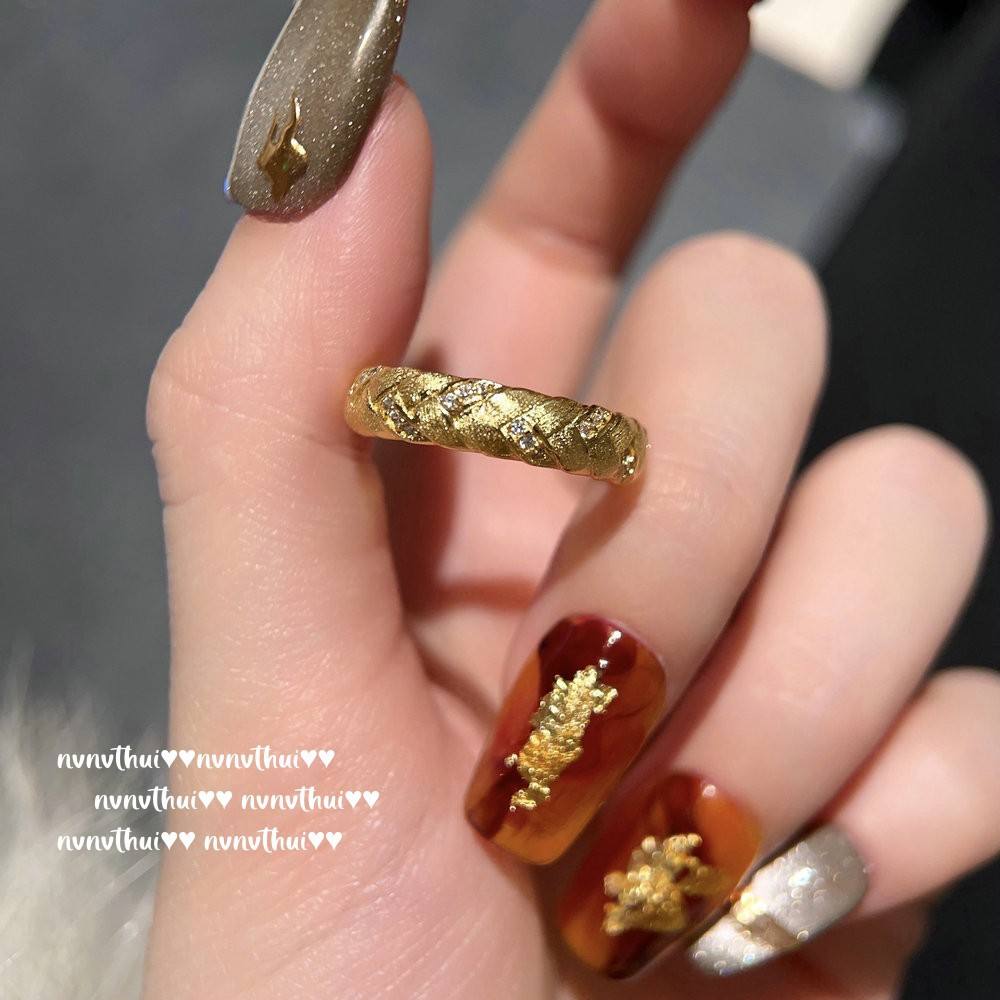 2068zz anillo abierto de circón de oreja de trigo cepillado chapado en oro ~ sin caja