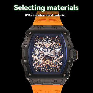 <span class=keywords><strong>Orologio</strong></span> Meccanico <span class=keywords><strong>Automatico</strong></span> Scheletrato in Acciaio Inox Personalizzato, Placcato Nero, 3ATM, con Cinturino in Gomma per Uomo e <span class=keywords><strong>Donna</strong></span> - Product Image 4