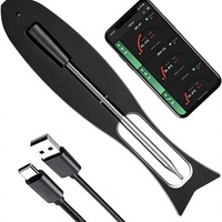 Thermomètre intelligent sans fil Bluetooth pour barbecue, modèle nouveau, en acier inoxydable 304, alimenté par batterie au lithium, pour cuisine (Lucky Flying Fish)