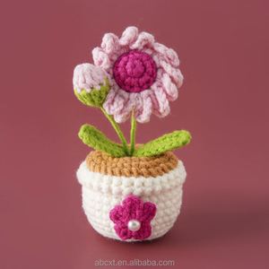 Flores Decorativas Hechas a Mano al por Mayor, Plantas de Ganchillo, Mini Tulipanes y Rosas de Ganchillo, Flores Tejidas en Maceta - Product Image 4