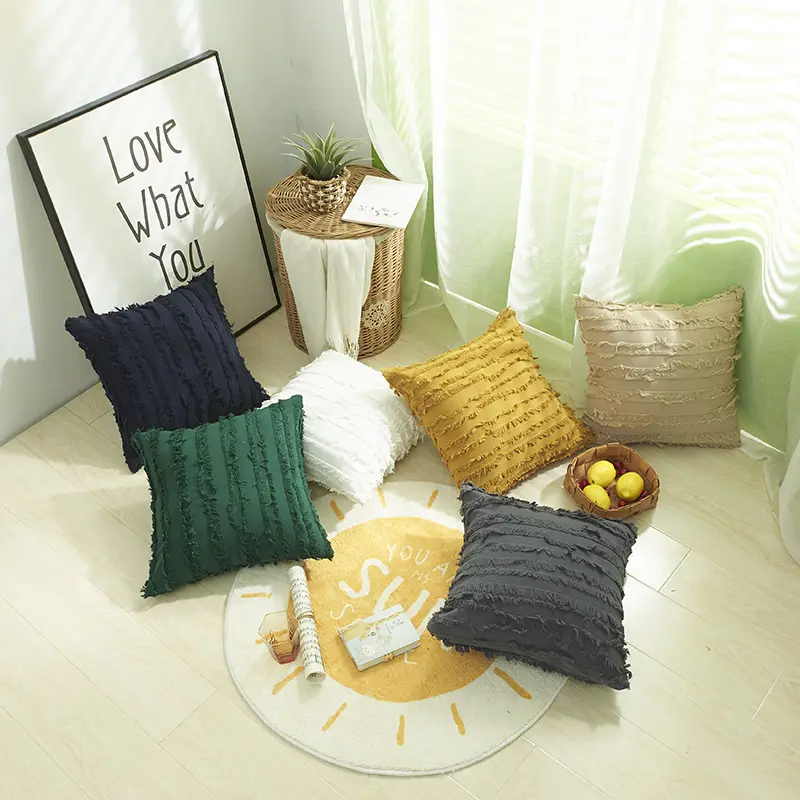 Moderno simple luz de lujo de pana grano de trigo grasa Barra de grasa sofá cabeza almohada funda de almohada fabricantes al por mayor