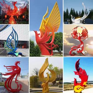 Escultura de Fénix de Acero Inoxidable para Exteriores, Alas Metálicas Abstractas de Forma Irregular, Montaje en Suelo, Arte Paisajístico Hecho a Mano - Product Image 4