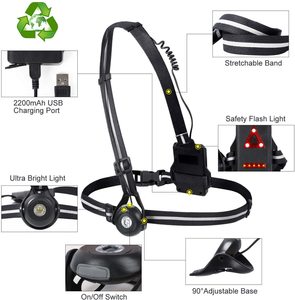 USB C Rechargeable Running <strong>Lights</strong> for <strong>Runners</strong> 180 Lumen <strong>Chest</strong> Headlamp Adjustable Beam LED IPX5 Waterproof Touch Control <strong>Light</strong> - Product Image 4