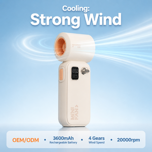 Ventilateur portable pliable électrique rechargeable par USB avec affichage numérique - Utilisation en extérieur et à domicile, design léger - Product Image 1