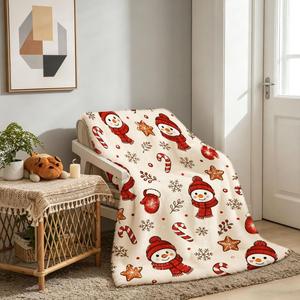 Couverture en flanelle à motifs de personnages de Noël, couverture de sieste, couverture chaude d'hiver, décoration de fête, réversible, confortable et chaude pour la maison, le bureau et la sieste - Product Image 1