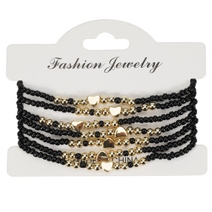 Fashion <b>Beaded</b> <b>Bracelets</b> Heart Shape Gold Plated Multi Layer Elastic Unisex Jewelry Bohemia Style Made In China - Product Image 5