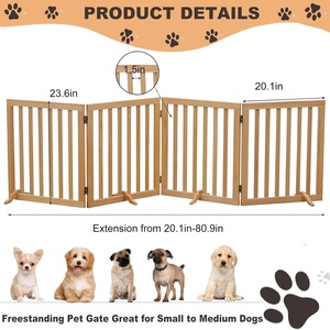 <strong>Wooden</strong> <strong>Dog</strong> <strong>Gate</strong> 4 Panels Freestanding Collapsible Pet <strong>Dog</strong> Safety <strong>Gate</strong> for House Doors <strong>Stairs</strong> - Product Image 3