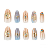 Faux ongles à presser French Cat Eye, style artisanal, motif serpent, strass 3D, luxe, en ABS, marque Jazzing, forme amande, 30 pièces