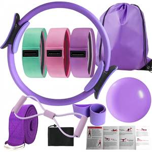 10 pièces Kit de démarrage d'exercice à domicile ensemble d'anneaux de Pilates Portable tableau d'entraînement Kit de barre de Pilates multifonctionnel avec bandes de résistance - Product Image 2