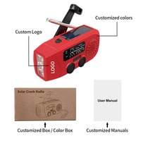 Radio portable solaire à manivelle avec LED, prévisions météo FM/AM et lampe torche multicolore pour le camping en extérieur