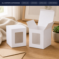 Boîte en carton personnalisée avec logo imprimé UV, couvercle à rabat, découpe fenêtre tendance, vente en gros