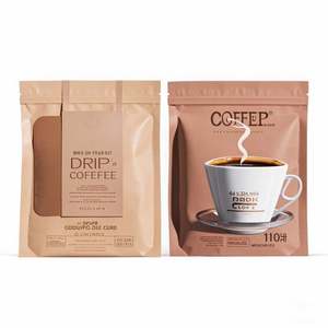 Bolsa con cremallera mate impresa personalizada 3 lados sellados en papel de aluminio negro Japón goteo café bolsita bolsa de plástico - Product Image 4