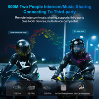 Interkom Helm Motor Kustom OEM/ODM untuk Headset Dual 6.0 Chip Efek Warna RGB Lampu Plastik ABS Tahan Air IPX6