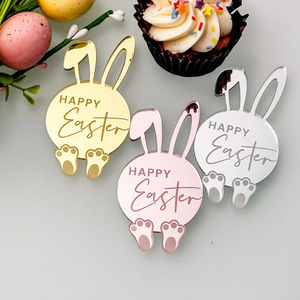 Decorazioni per Torte e Cupcake a Forma di Coniglio in Acrilico Riutilizzabili, Vendita Calda per Pasqua - Product Image 2