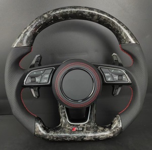 Volant en cuir et fibre de carbone sur mesure à <span class=keywords><strong>3</strong></span> branches avec palettes de changement de vitesse, design perforé et surpiqué pour <span class=keywords><strong>Audi</strong></span> Q5/Q3 - Product Image 4
