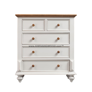 Commode en bois de marque LAS VEGAS 5 tiroirs Tallboy en bois massif de chêne/pin/acacia Meilleur prix - Product Image 4