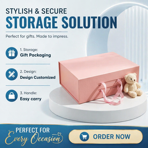 Luxury Pink Magnetic Folding <strong>Gift</strong> Box with Ribbon Handle Collapsible Rigid Cardboard Box for Clothing <strong>Gift</strong> <strong>Wedding</strong> <strong>Hamper</strong> - Product Image 2