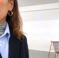 Bijoux en acier inoxydable Boucles d'oreilles creuses rondes épaisses pour femmes en plaqué or 18 carats à la mode