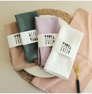 Lot de 4 serviettes de cuisine avec LOGO brodé 100% coton, ensemble de serviettes à thé, personnalisable