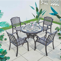 Mobilier d'extérieur, table et chaise en fonte d'aluminium, combinaison villa, balcon ouvert, table à thé, jardin, cour, carrelage