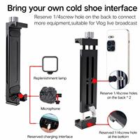 Support de trépied pour tablette et téléphone avec deux montures filetées de 1/4 pouce, support de smartphone à serrage rapide en aluminium pour microphone et lumière LED