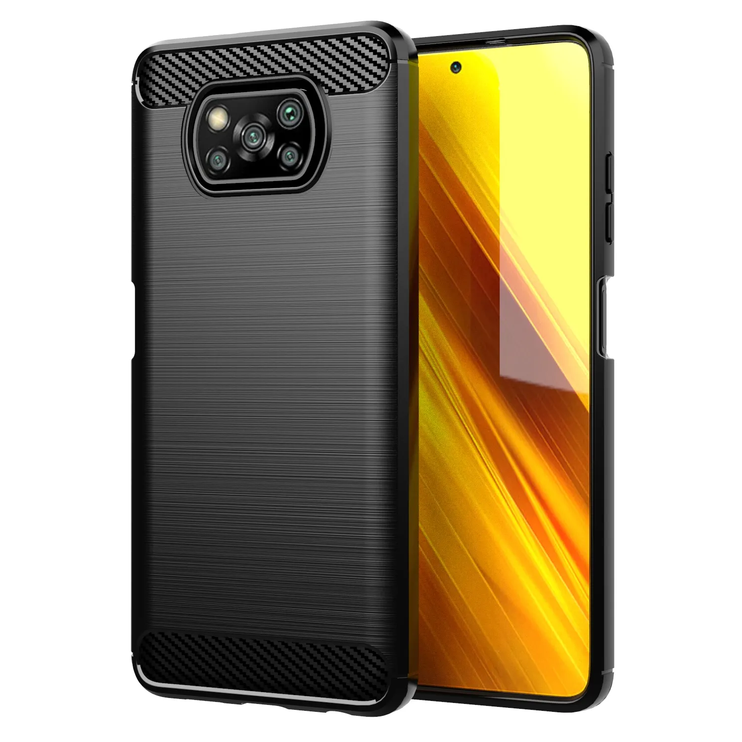 Classical Rugged Carbon Fiber Texture Slim Thin TPU Phone Case for Xiaomi Poco X3 Pro Back Cover Phone Case