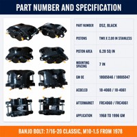 Paire d'étriers de frein D52 noirs 18-4060 18-4061 18005046 18005047 à double piston, espacement de 7 pouces pour Chevy Camaro C10 1968-1996
