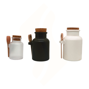 Envase de PET Mate Esmerilado para Alimentos, Botella para <span class=keywords><strong>Sales</strong></span> de <span class=keywords><strong>Baño</strong></span> con Tapa de Corcho y Cuchara, Impresión de Logotipo Personalizado, Bomba para Envasado de 100ml 200ml 300ml - Product Image 3