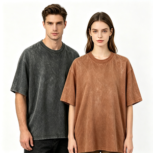 Camiseta de Hombre ODM de Algodón Puro con Lavado Ácido, Cuello Redondo Oversize, Diseño Personalizado, Hombro Caído, Estilo Vintage, Tejido Pesado - Product Image 2