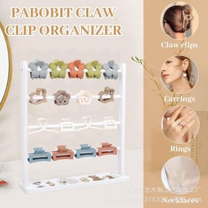 Wooden Claw Clip Storage Rack 4 Layers <b>Desktop</b> Display Stand For Jewelry Store Hair Clips Organizer - Product Image 4
