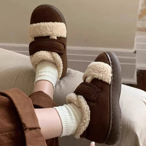 XIXIXITIAO Chaussures à velcro vintage de grande qualité Birkenstocks sandales d'intérieur en peluche pour femmes chaussures d'extérieur antidérapantes pour l'hiver - Product Image 6